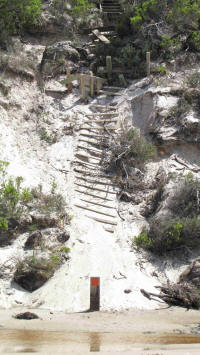 Damaged steps at Milford Creek