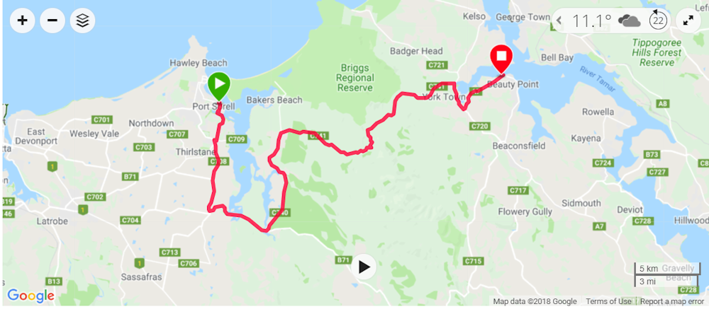 Map Port Sorell to Beauty Point