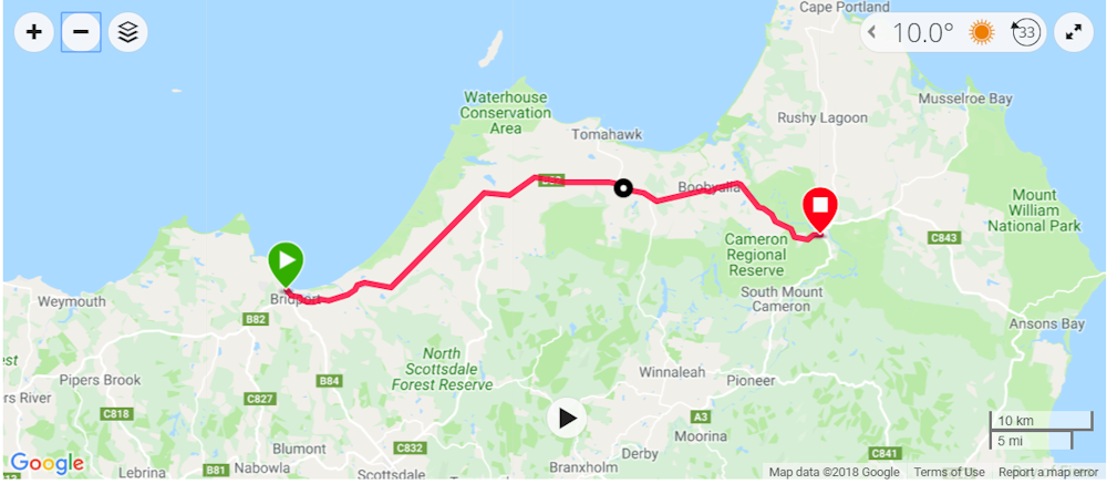 Map Bridport to Gladstone